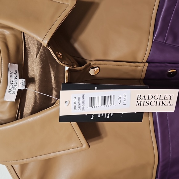 Badgley Mischka Vegan Color Block Jacket! - Picture 2 of 5